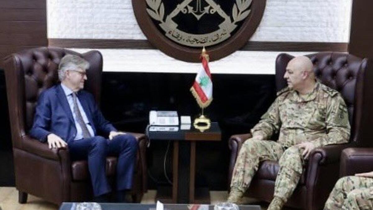 Jean-Pierre Lacroix and a peacekeeper.